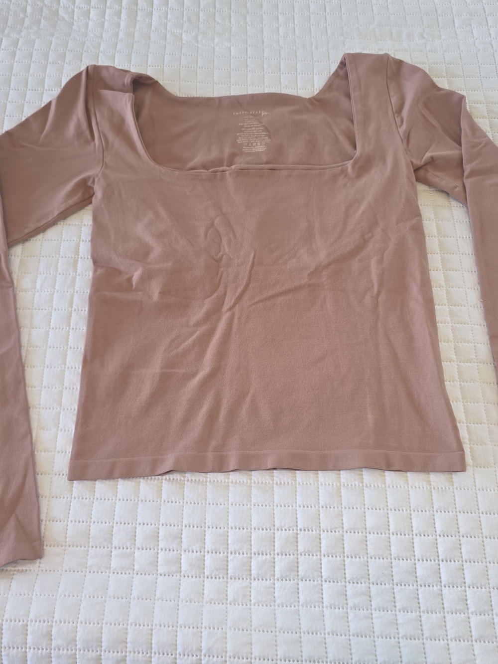 Free People Square Neck Long Sleeve Top in Dusty Rose